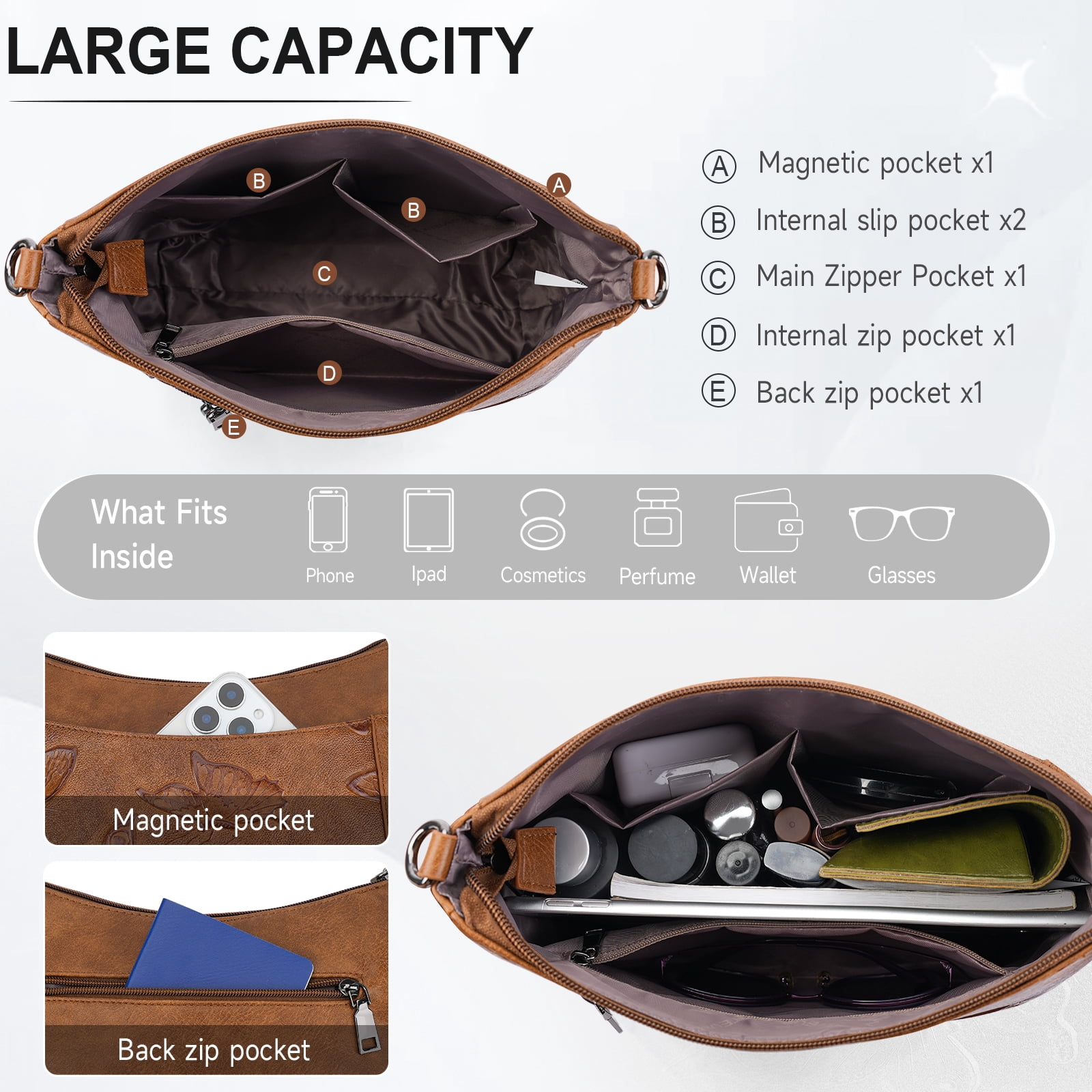 APHISON Trendy Crossbody Bags for Women Small Shoulder Handbags, Ladies Classic Messenger Bag Crossbody Purse with With Adjustable Shoulder Strap