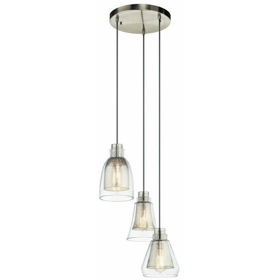 3 Light Contemporary Pendant Light Fixture with Clear Outer Mercury Inner Glass Bailey Street Home 147-Bel-1788460