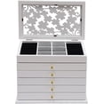 thumbnail image 2 of MONIPA 6 Layers 5 Drawers Wooden Jewelry Box Large Jewelry Organizer Wooden Storage Box Case for Rings, Necklaces, Earrings, Bracelets Christmas Gift (White), 2 of 14