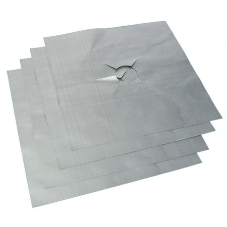 4pcs Aluminum Stove Mat Reusable Stovetop Protectors Foil Gas Hob Protector Liner Stove Clean Mat Pad For Kitchen Home
