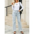thumbnail image 6 of Women 6 Pockets High Waisted Cargo Pants Wide Leg Casual Pants Combat Military Trouser US 4-18, 6 of 13