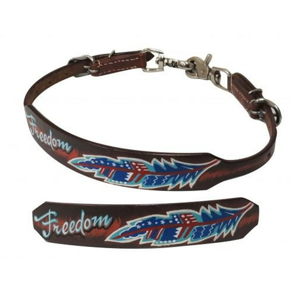 Showman Leather Wither Strap w/ Painted "Freedom" & Feather Design