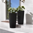 thumbnail image 3 of Chiccushion 23.6 inch Tall Planter Set of 2, Large Plastic Round Planter for Outdoor Indoor Garden Patio Front Door, Black, 3 of 8