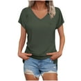 thumbnail image 2 of Xdegoge Summer Savings T Shirts for Women V Neck Short Sleeve Summer Tops Loose Fit Tunic Tops Dressy Casual Blouses Split Fashion Y2K Tshirts Saved for Later Past Orders At, 2 of 7