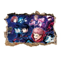 Jujutsu Kaisen Wall Sticker For Bedroom Living Room Nursery Party Decorations Anime Cartoon Background Self-Adhesive Wall Decor Baby Boy Girl Kids Room Wall Mural Decor Poster Gift