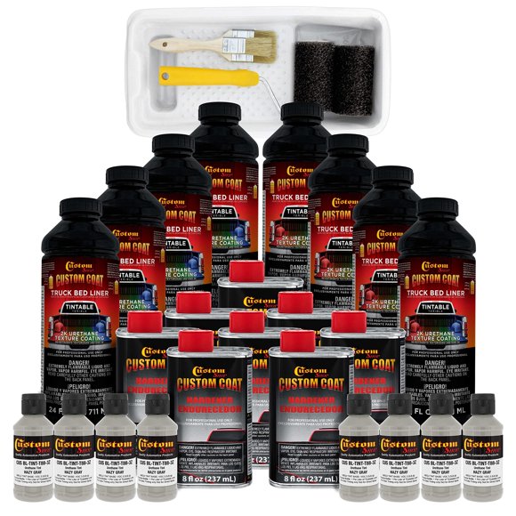 Custom Coat Standard Fédéral Couleur 36270 Gris Brume T88 Uréthane Roll-On, Brush-On Ou Vaporisateur-On Doublure de Lit de Camion, Kit de 2 Gallons avec Applicateur à Rouleau - Revêtement Protecteur Auto Texturé
