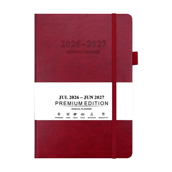 SLYNSHome Planner Notebook Monthly Planner Red Jan 2026 - Jan 2027 Planner for School Office Home Planning