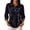 03#Black, variant on Women's Collared Three Quarter Sleeve Fall Pumpkin Maple Leaf Print Henley Top Casual Autumn Harvest Blouse for Holiday Daily Wear 2XL