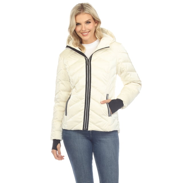 White Mark Women's Reflective Puffer Hooded Jacket