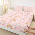 thumbnail image 5 of Manfei Kawaii Rainbow Bed Sheets, Graffiti Love Heart Full Size Sheets, Pink, 4pcs, 1 Flat Sheet, 1 Fitted Sheet and 2 Pillowcases, 5 of 6