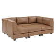 thumbnail image 5 of Partner Furniture Faux Leather Easy to Assemble Sectional Sofa, Caramel, 5 of 10