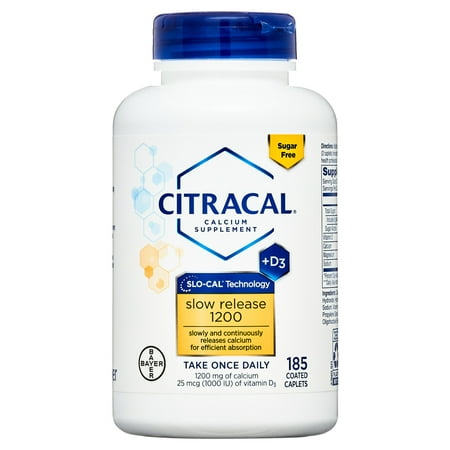 Citracal Slow Release 1200 Calcium with Vitamin D3  Caplets  185 Count