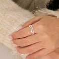thumbnail image 3 of Lancharmed Mother Daughter Rings Silver Plated Rings Crossed Twisted Eights Zirconia Split Adjustable Thumb Gifts for Women, 3 of 7