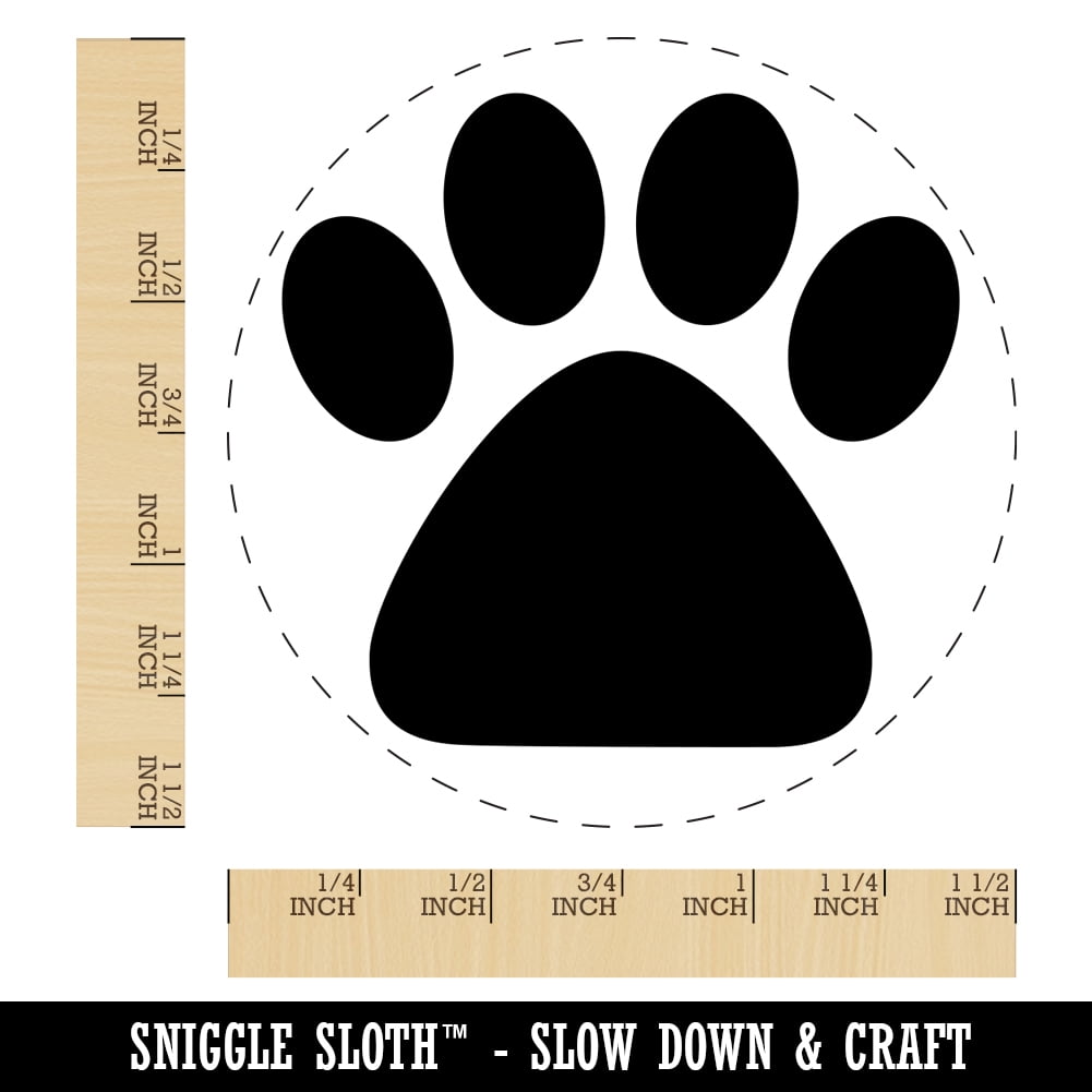 Paw Print Solid Self-Inking Rubber Stamp Ink Stamper - Blue Ink - Large 1-1/2 Inch