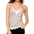 thumbnail image 2 of Women Camisoles Lace V Neck Tank Top Spaghetti Strap Slim Fitted -Tops Going Out Y2K Shirts Light Khaki S, 2 of 10