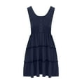thumbnail image 4 of ICHUANYI Womens Summer Dresses Sleeveless With Button Smocked Elastic Waist Ruffle Tiered Casual Mini Dress, 4 of 6