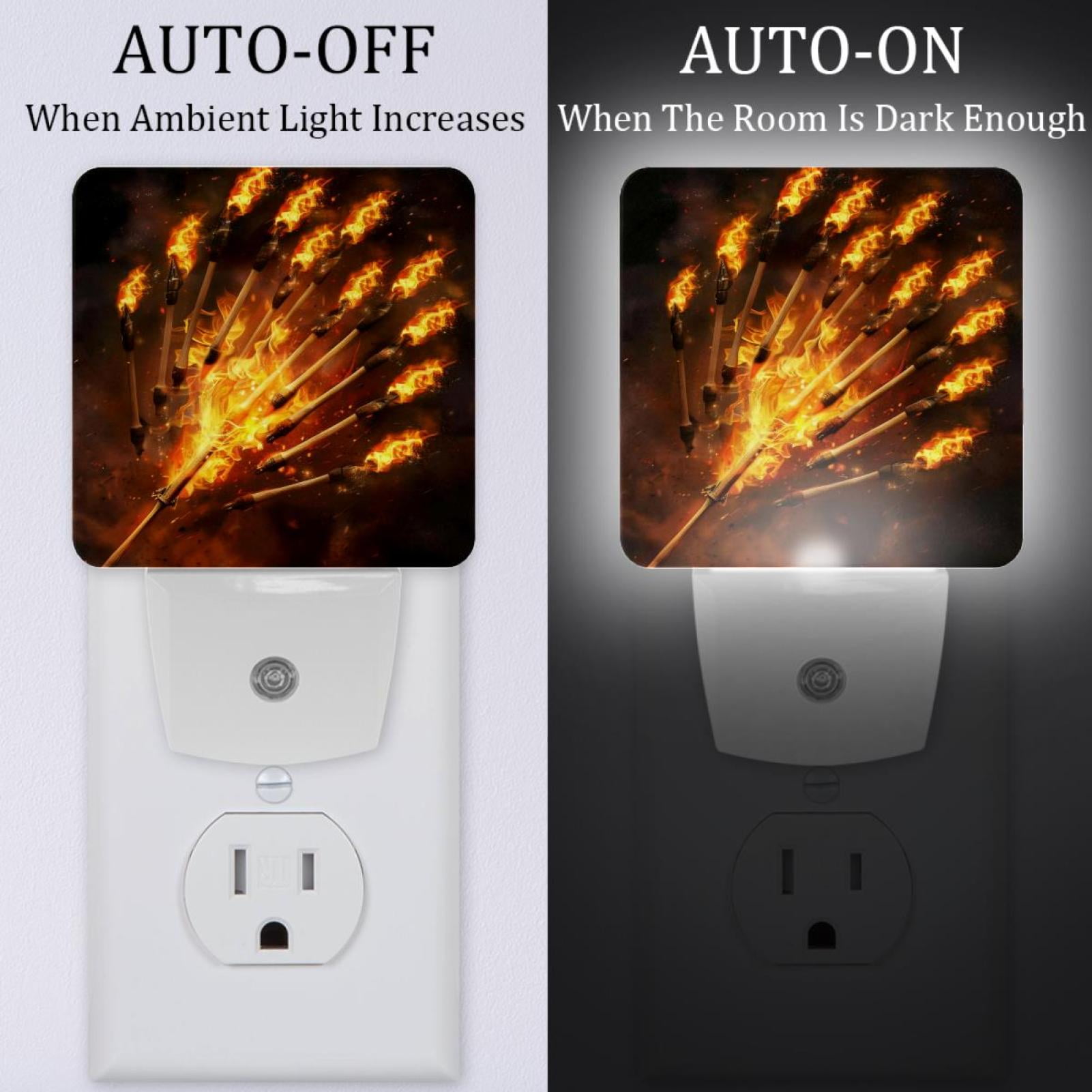 PhooArto Fire and Darts Plug in LED Night Light Auto Sensor Dusk to Dawn Decorative Night for Bedroom, Bathroom, Kitchen, Hallway, Stairs, Baby's Room, Energy Saving