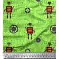 thumbnail image 1 of Soimoi Green Rayon Fabric Cartoon Machine & Gear Parts Hardware Decor Fabric Printed Yard 42 Inch Wide, 1 of 3