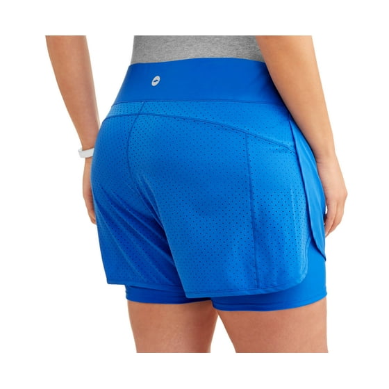 Avia Women's Plus Size Active Perforated Running Short with Built in