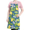 thumbnail image 5 of Yellow Lemon Fruit Flowers Blue Pattern Apron-Garden Aprons for Women with Pockets-Cotton Linen Waterproof Kitchen Cooking Gardening Aprons Adjustable for Kitchen,Cooking,BBQ and Salon 33x27 Inch, 5 of 7