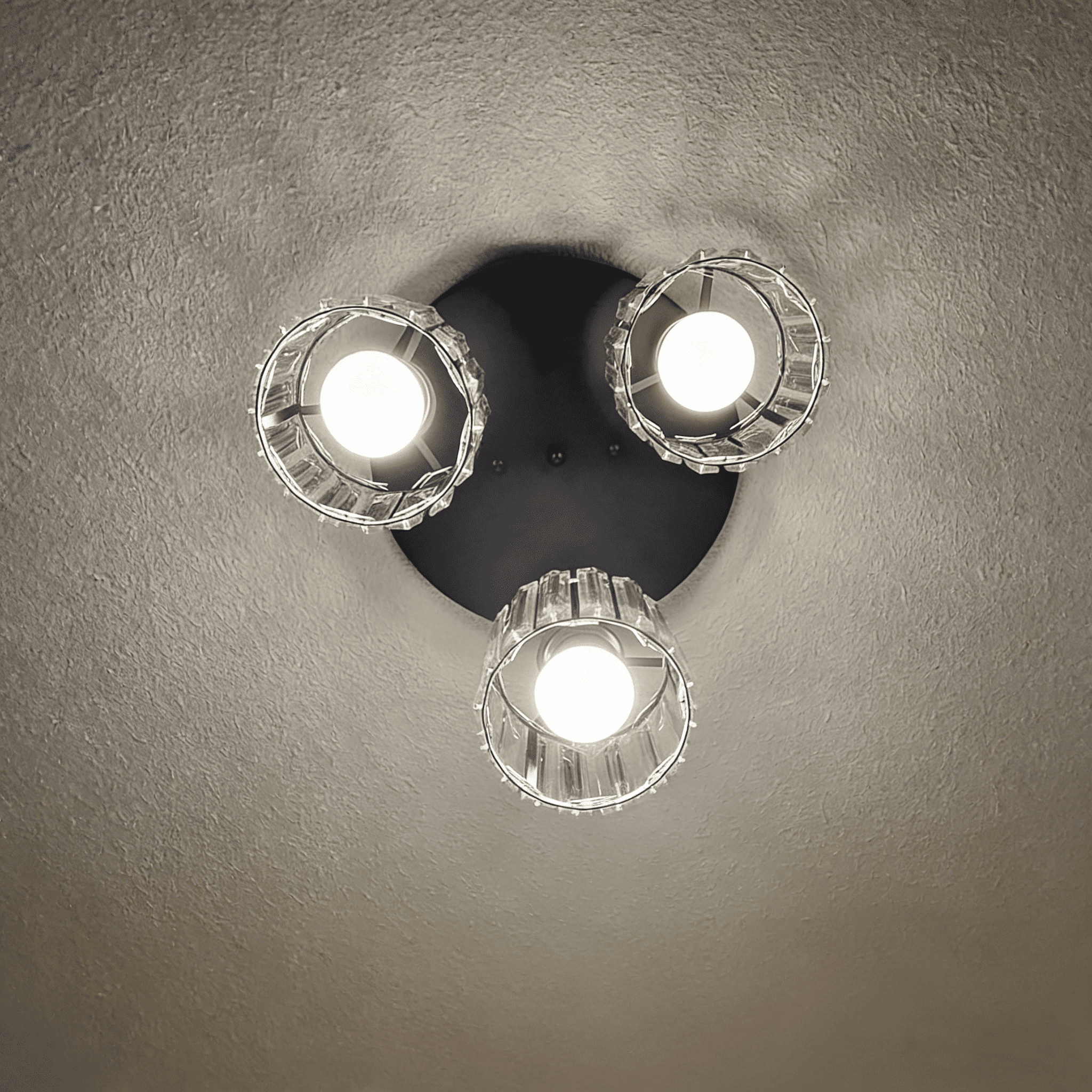 Semi Flush Mount Ceiling Light 3-Light Black Flush Mount Ceiling Light Fixture with Crystal Shades, Industrial Kitchen Ceiling Light for Hallway Entryway Bedroom, E26 Socket
