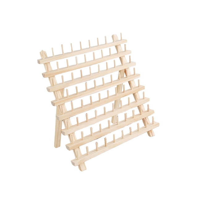 Sewing Thread Rack, Space Saving Cones Stand Shelf Durable Solid Wooden Thread Holder Organizer for Quilting Knitting Tool Embroidery Sewing 80 Spool