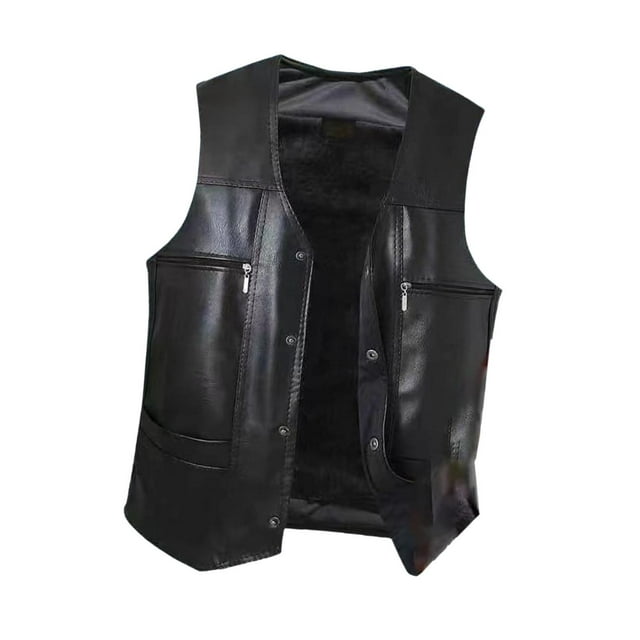 Abbracc Men's Winter Vest Mens PU Leather Vest for Hiking Hunting Spring Fall Winter XL