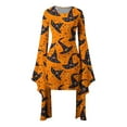 thumbnail image 4 of Fewfanhot Robes d'Automne d'Halloween pour Femmes 2025 Robe Décontractée à Col Rond avec Imprimés Effrayants et Style Asymétrique Robe à Enfiler Patchwork, 4 of 5