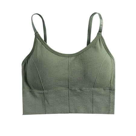 MIASHUI Bras for Women Tank with Built in Bra Womens Tank Tops Adjustable Strap Stretch Cotton Camisole with Built in Padded Shelf Bra Women s Lingerie Green One Size