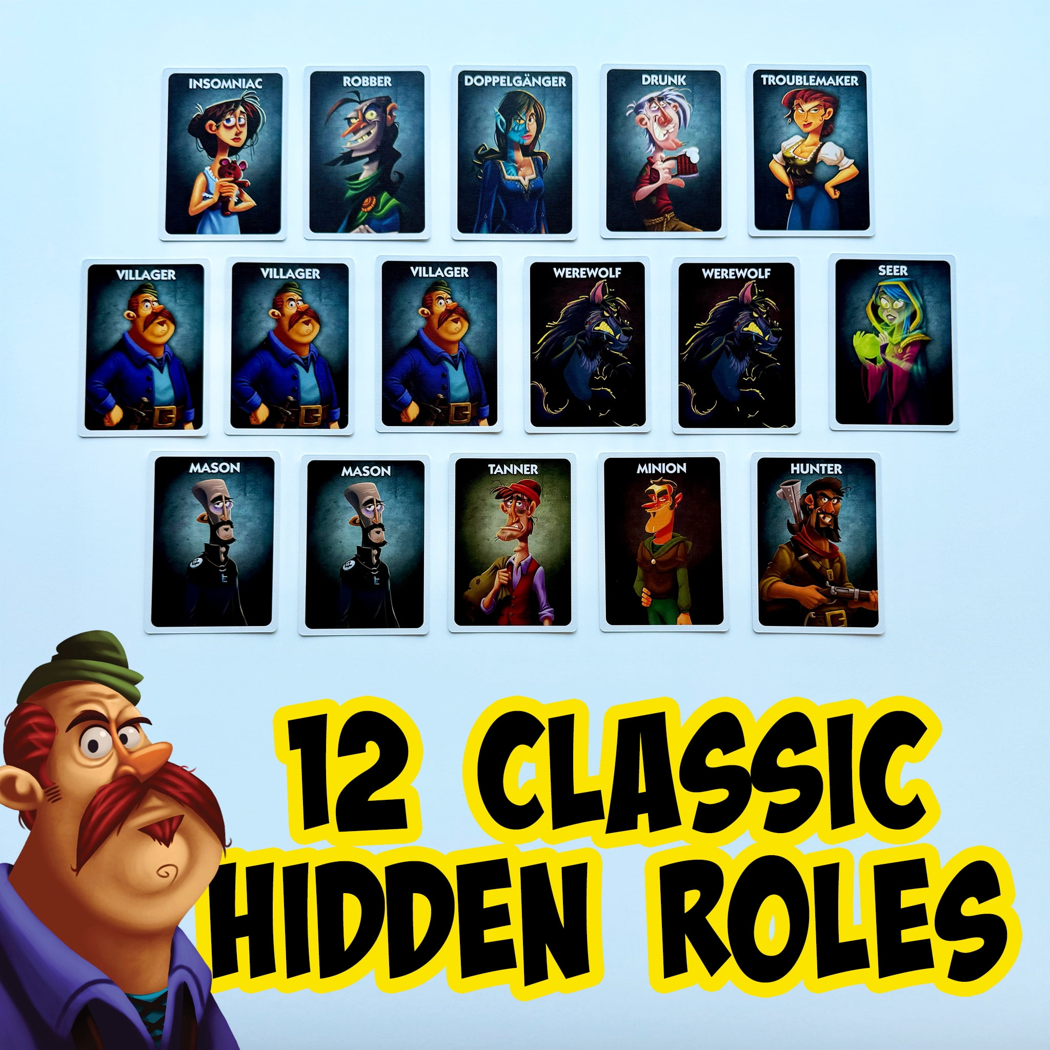 One Night Ultimate Werewolf Extreme Classic Werewolf Deduction Party Game, Free 11-Role Expansion, Portable Party Game for 3–10 Players, Ages 8+ (Walmart Exclusive)