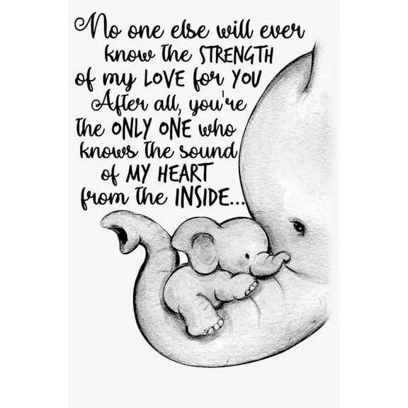 Kna Prints - Elephant Life Mom And Daughter, No One Else Will Ever Know The Strength, Moth Home Decor, Vintage Art Print, Haging Poster, Cute Birthday Gift, Wall Art - Kir 4347, UNFRAMED-8x12