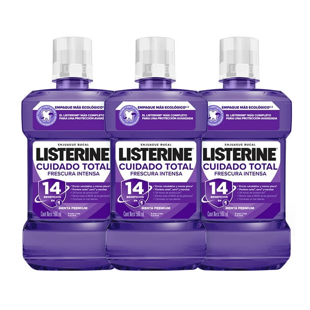 Enjuague Bucal Listerine Cuidado Total 500 ml 3 piezas