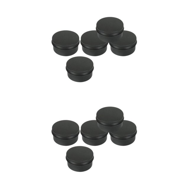 Transemion 5pcs Empty Aluminum Jars Cosmetic Screw Balm Lip Lid Cans Containers Black 80ml 2Set