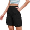 thumbnail image 4 of Pantalones Cortos de Cintura Alta para las Mujeres Casual Cordón de Color Sólido de Cinco Piezas, Pantalones de Cintura Alta de Poliéster 100%, Lavado a Mano Primavera Verano, 4 of 7