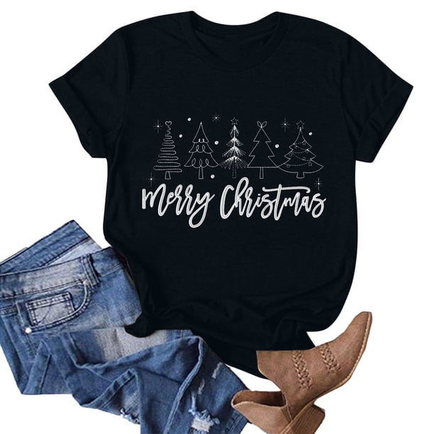 Puntoco Blusa de manga corta con estampado de moda para mujer, divertida camiseta de cuello redondo