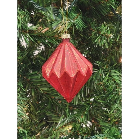 Red Diamond-Shaped Glass Christmas Ornament F07M7-21-LH76-24116
