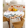 thumbnail image 4 of Round Fitted Tablecloths Retro Thanksgiving Pumpkin Leaf Waterproof Table Cover for Kitchen Dining Party Decor Autumn Maple Leaves,55"-60", 4 of 6