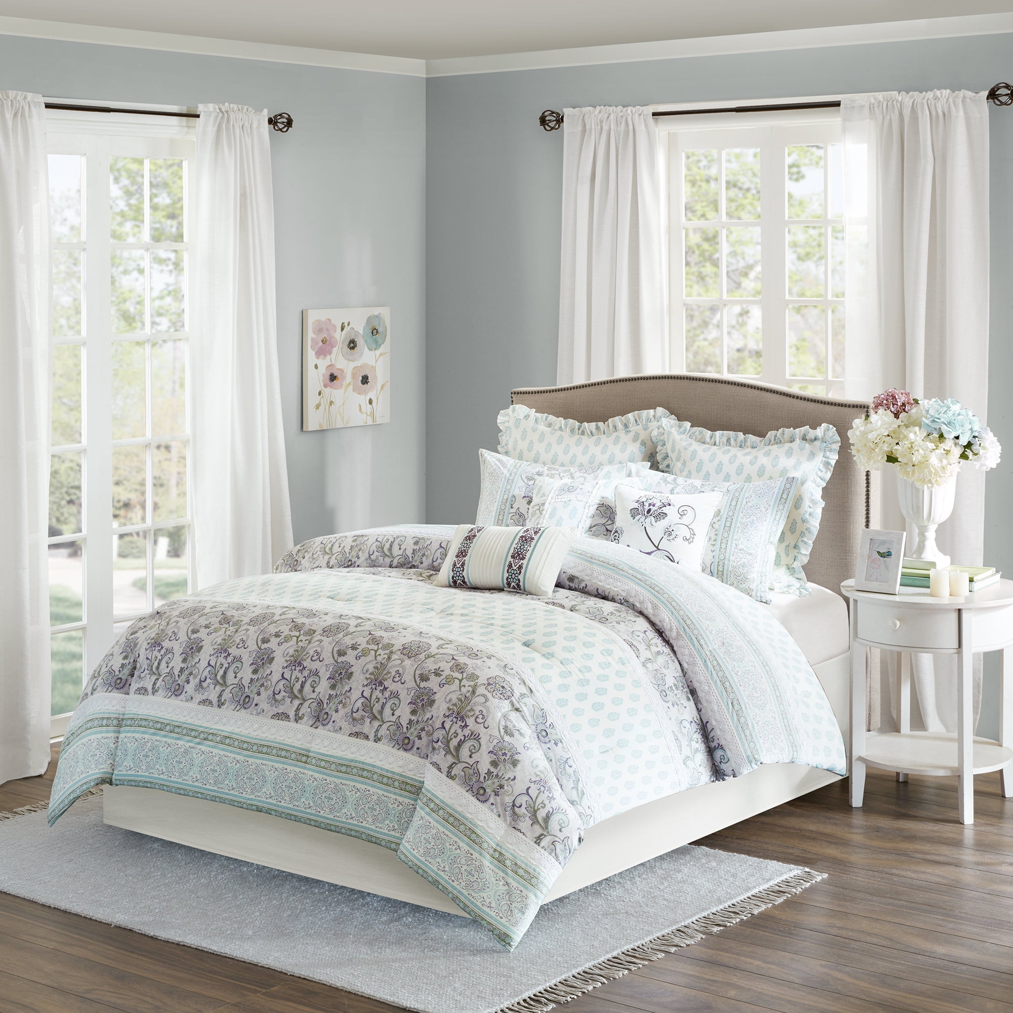 Home Essence Nicola 9 Piece Cotton Print Comforter Set Com
