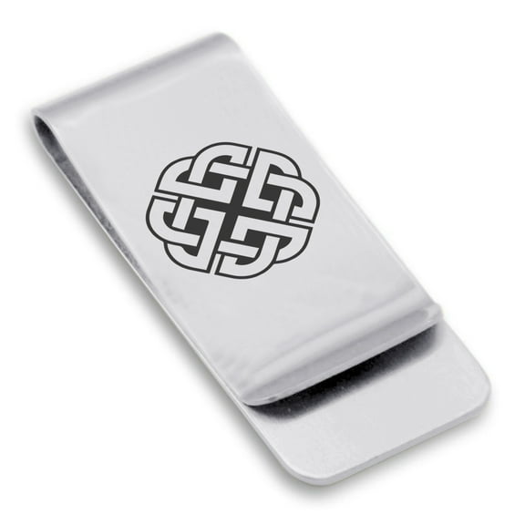 Stainless Steel Celtic Shield Knot Classic Slim Money Clip Credit Card Holder