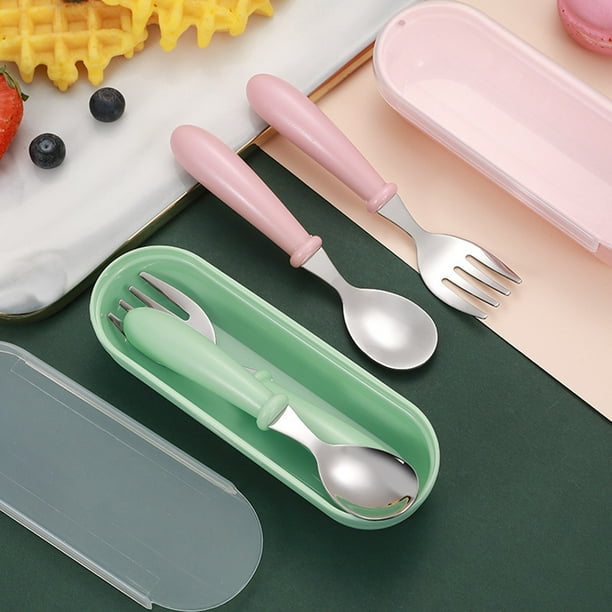 Clearancechildren's Fork and Spoon Box Three-Piece Set Green,Fork