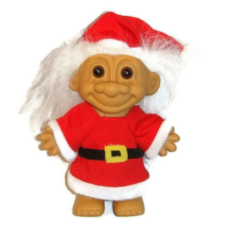 Troll Doll Santa In Santa Suit And Hat With White Hair By Russ 5 3 4