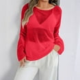 thumbnail image 2 of BADHUB Women's Sheer Long Sleeve Tops Casual See Through Mesh Blouse Lightweight Pullover Layer Shirt Red XXL, 2 of 5