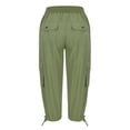thumbnail image 7 of Womens Capris with Pockets Loose Fit Casual Capri Pants Dressy Lightweight Ladies Baggy Cargo Pants Casual Drawstring Baggy Petite Pants for Hiking(Green,L), 7 of 7