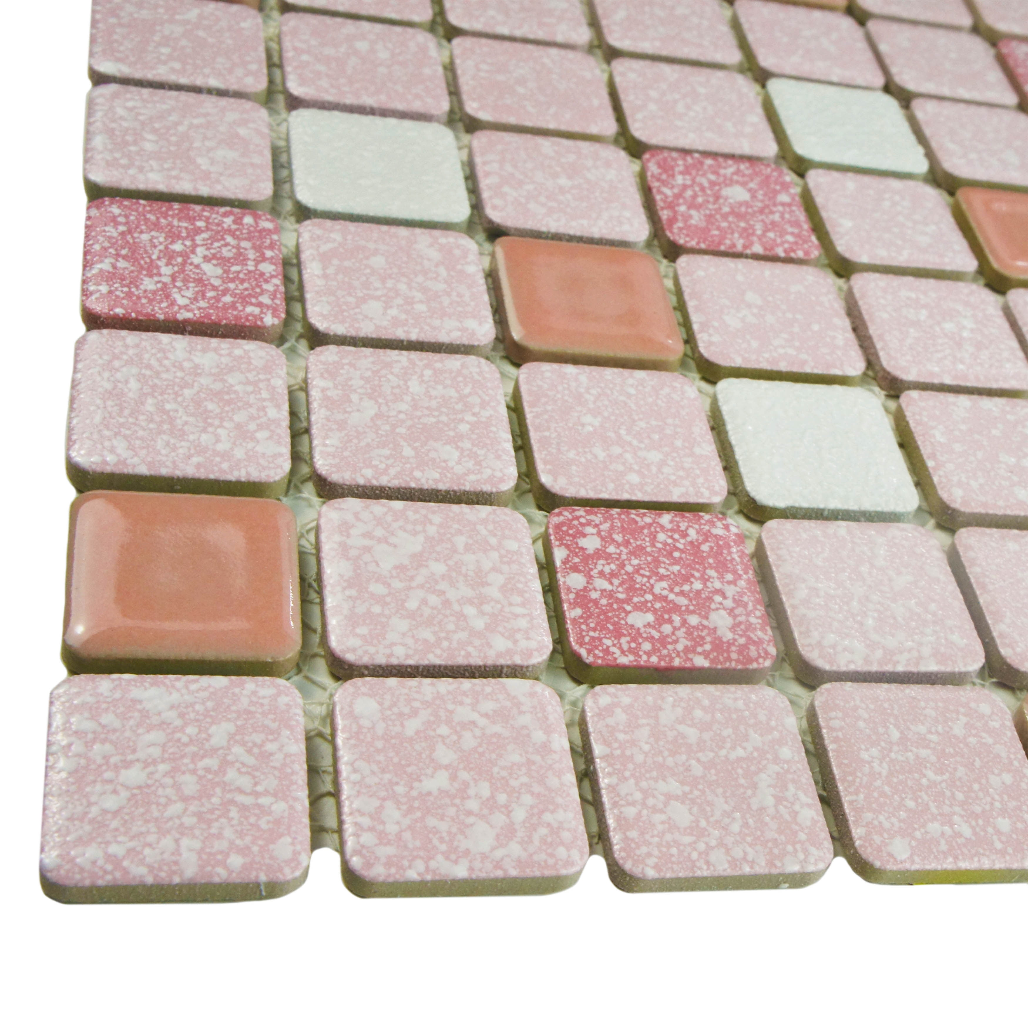 SomerTile FKOSRR91 Plethon Square Porcelain Floor and Wall Tile 11.75 x 11.75 Pink//White