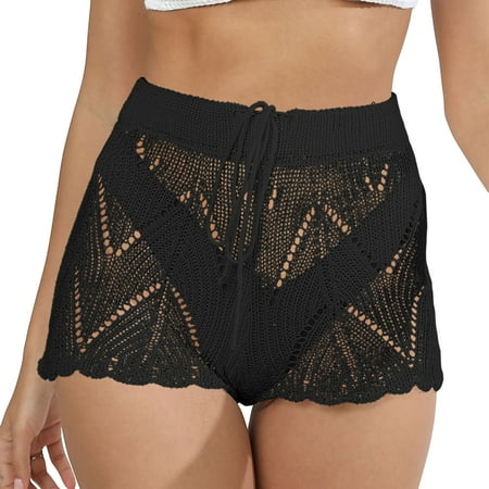 Musuos Women Swimsuit Cover up Crochet Cutout Bikini Bottom Cover up Shorts for Beach Swimsuit Swimwear Summer Clothes