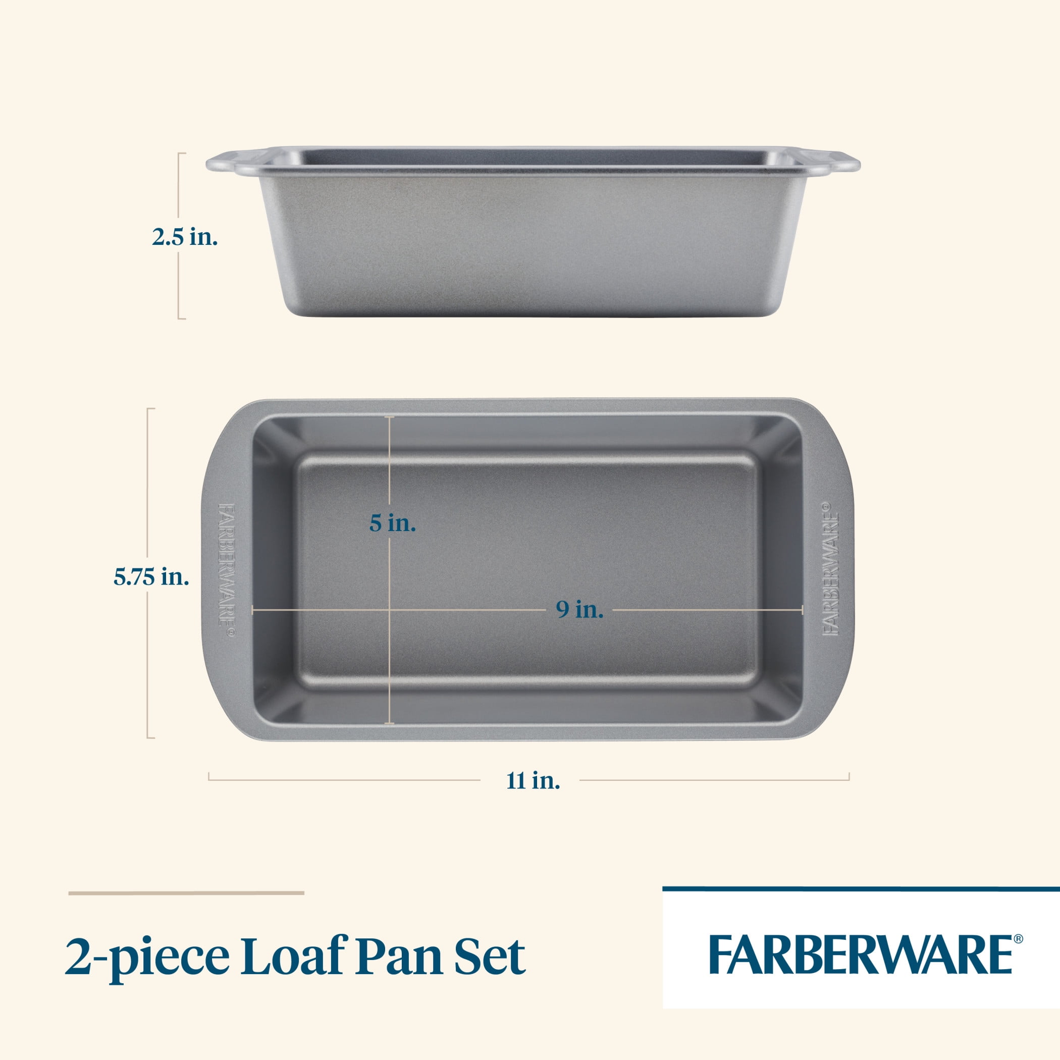 Baking Pan Set of 2 - 7x11 in & Loaf Pan - Earl Grey