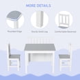 thumbnail image 4 of Qaba 4-Piece Kids Table Set with 2 Wooden Chairs, 1 Storage Bench, and Interesting Modern Design, Gray / White, 4 of 9