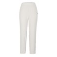 thumbnail image 5 of SELONE White White Mid Waist Lounge Pants Cropped Trouser Pants Casual Beach Pants Drawstring Solid Soft Tapered Lightweight Comfortable 2XL Tall Breathable Summer Clothes, 5 of 7