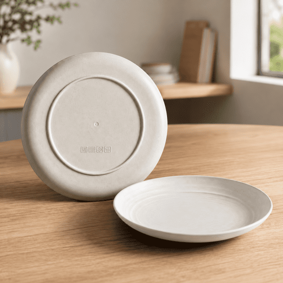 RAIRSKY 7.8 Inches Unbreakable Wheat Straw Plates - Reusable Plate Set - Dishwasher & Microwave Safe - Perfect for Dinner Dishes - Healthy, BPA Free & Eco-Friendly (7.8 Inches)