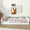 thumbnail image 2 of Miniyam Wood Twin Size Floor Bed with Safety Guardrails, Montessori Bed for Toddler, White, 2 of 8